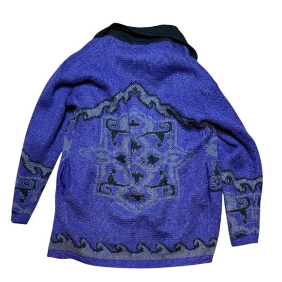 Vintage GATCHIE Wool Blend Women’s L Cardigan Purple Black Hong Kong 80s 90s - Picture 6 of 8